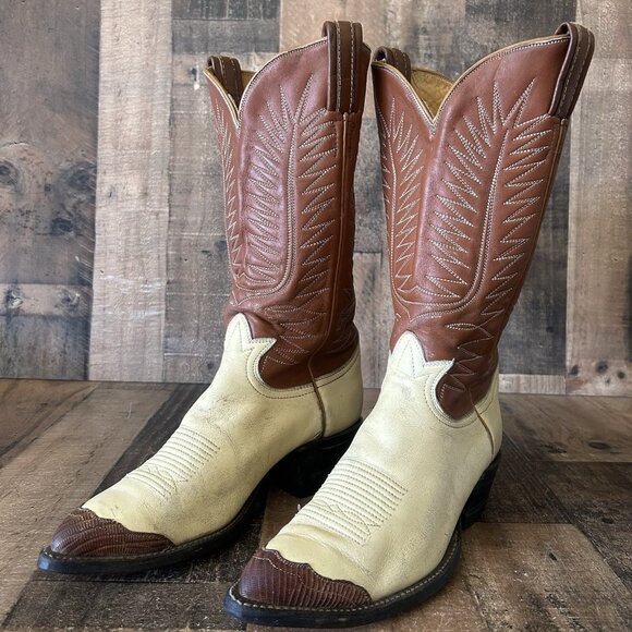 Tony Lama 3165 Vintage Gold Label Wingtip Urban Cowboy Boots Mens 8 D - Picture 3 of 12